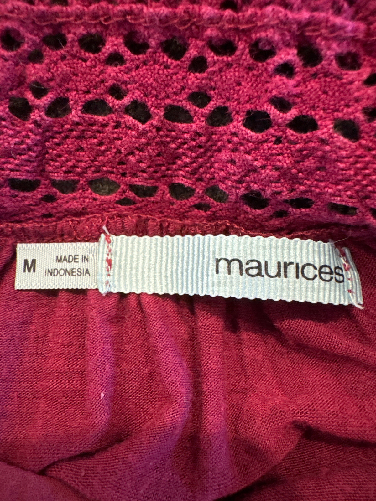 Maurices Burgundy Lace-Trim Racerback Tank Top – Medium