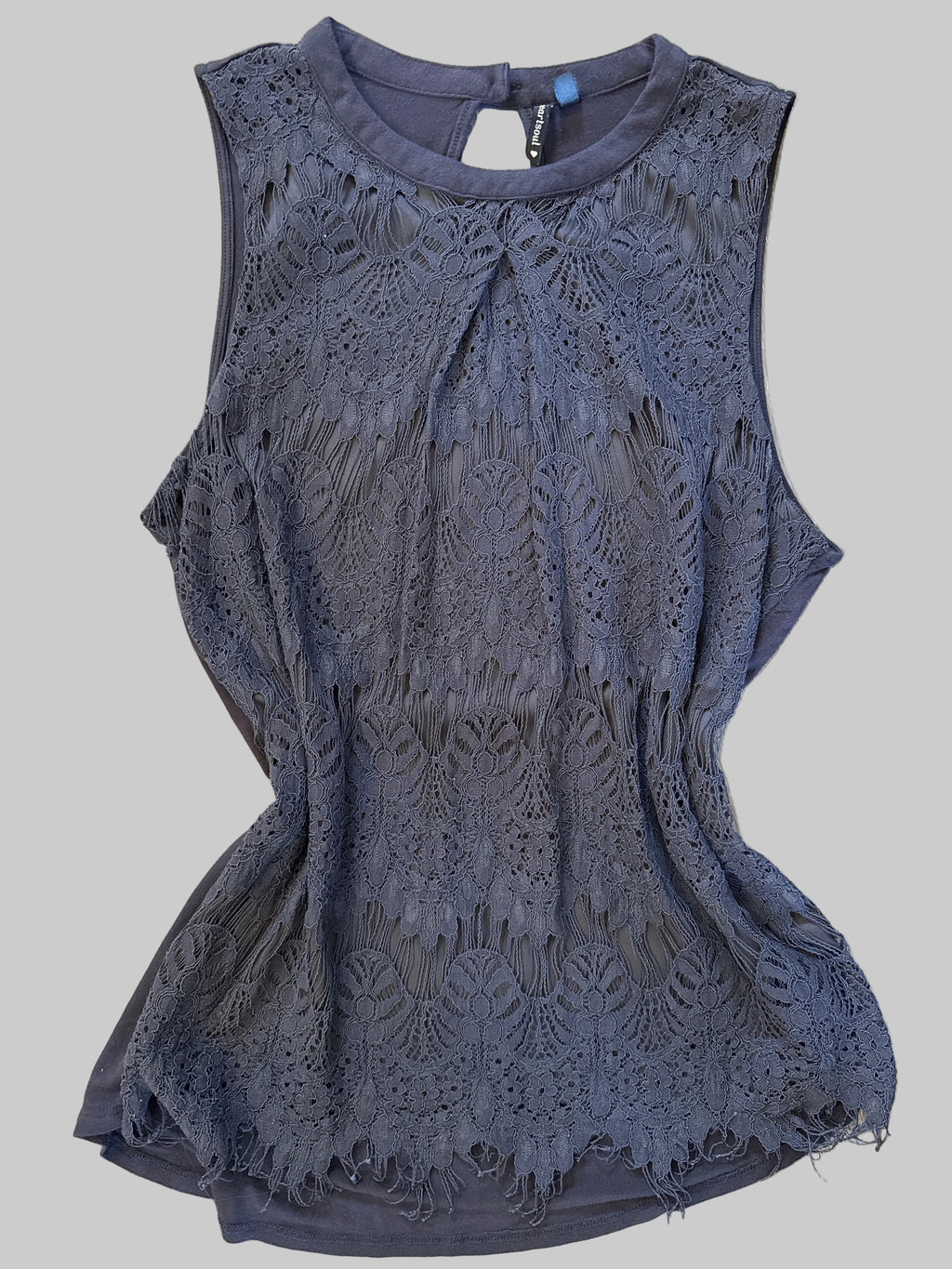 Heartsoul Charcoal Floral Lace Sleeveless Top, Size XL