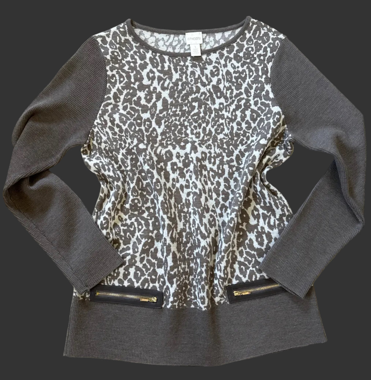 Chico’s leopard-print knit top
