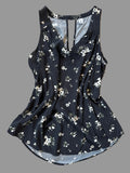 Old Navy Black Floral Sleeveless Top, Size M