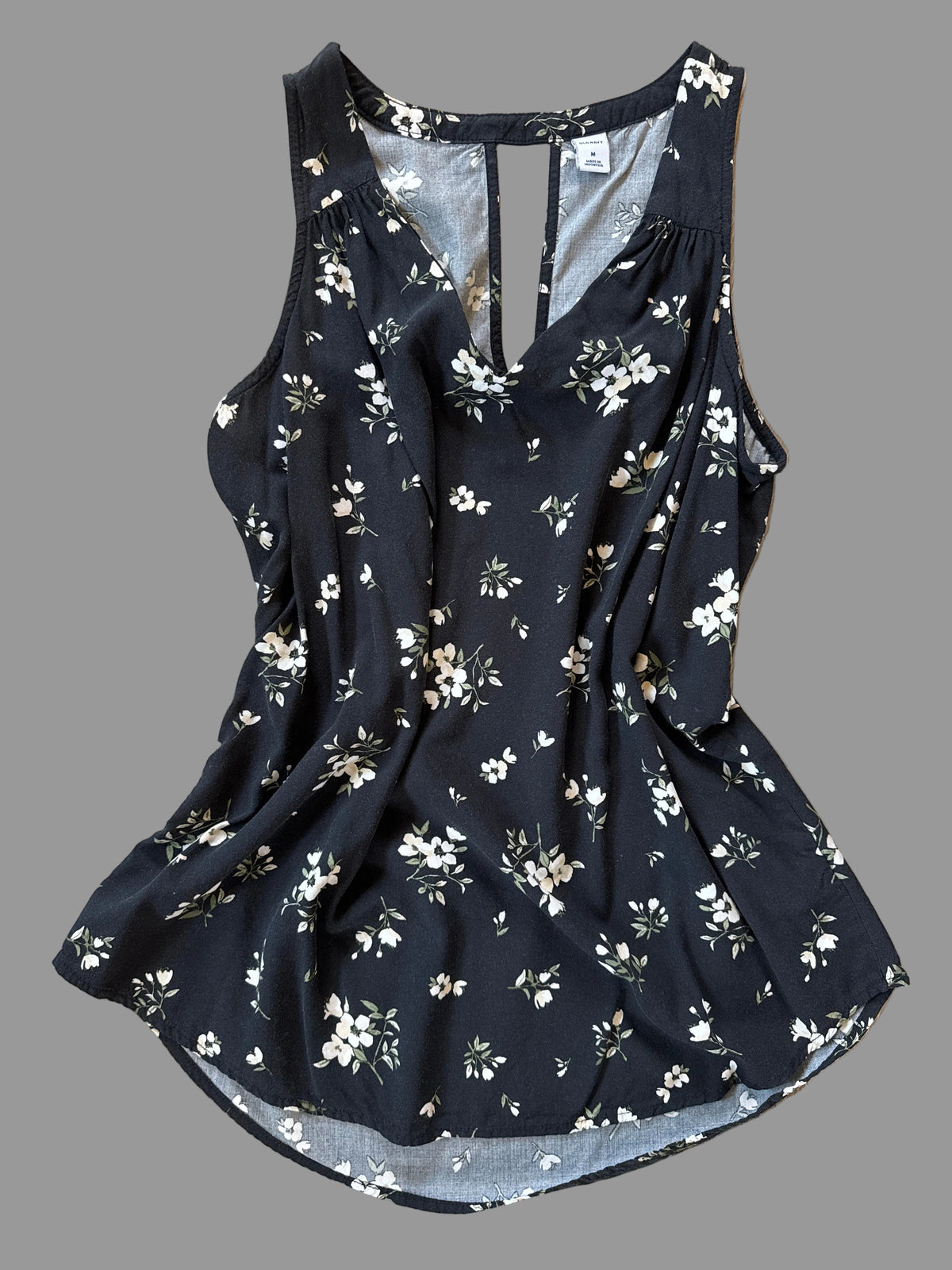 Old Navy Black Floral Sleeveless Top, Size M