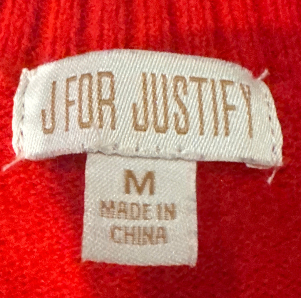 J. For Justify Red V-Neck Sweater – Size M