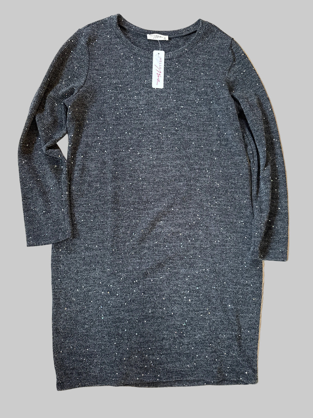 Hello Miz Charcoal Sparkle Long-Sleeve Maternity Dress – XL