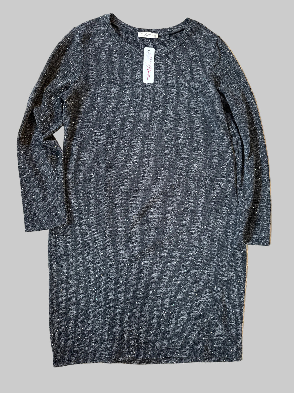 Hello Miz Charcoal Sparkle Long-Sleeve Maternity Dress – XL