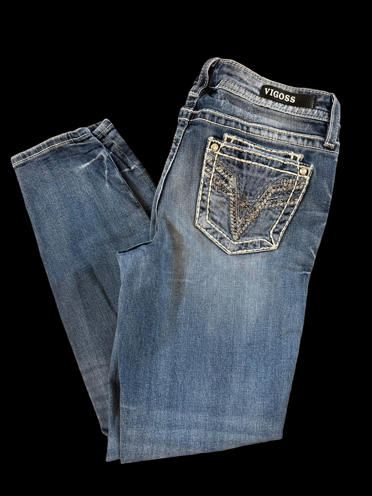 VIGOSS Embellished Skinny Jeans – Medium Wash