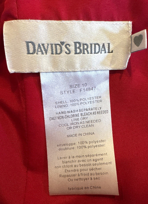 David's Bridal Red Strapless Dress - Size 10