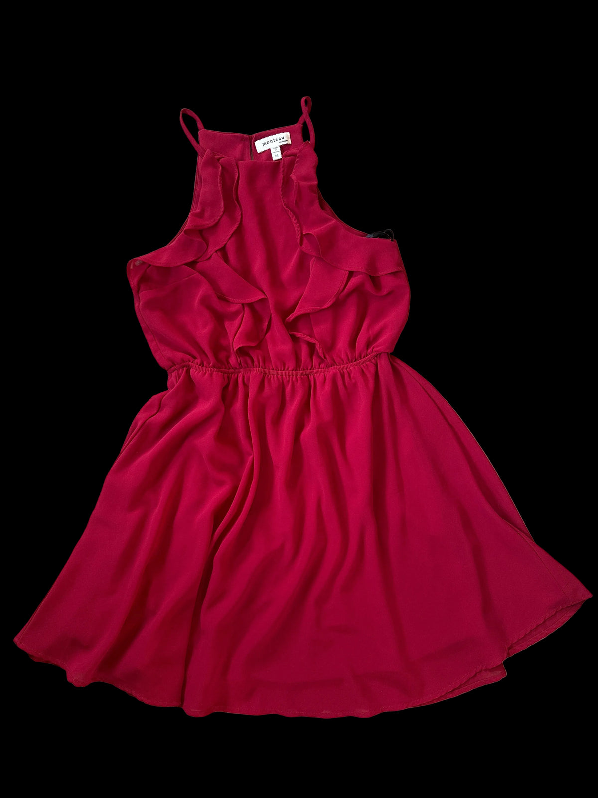 Monteau Red Ruffle Sleeveless Dress - Medium