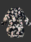 Justify Black Floral Roll-Tab Sleeve Blouse - Medium