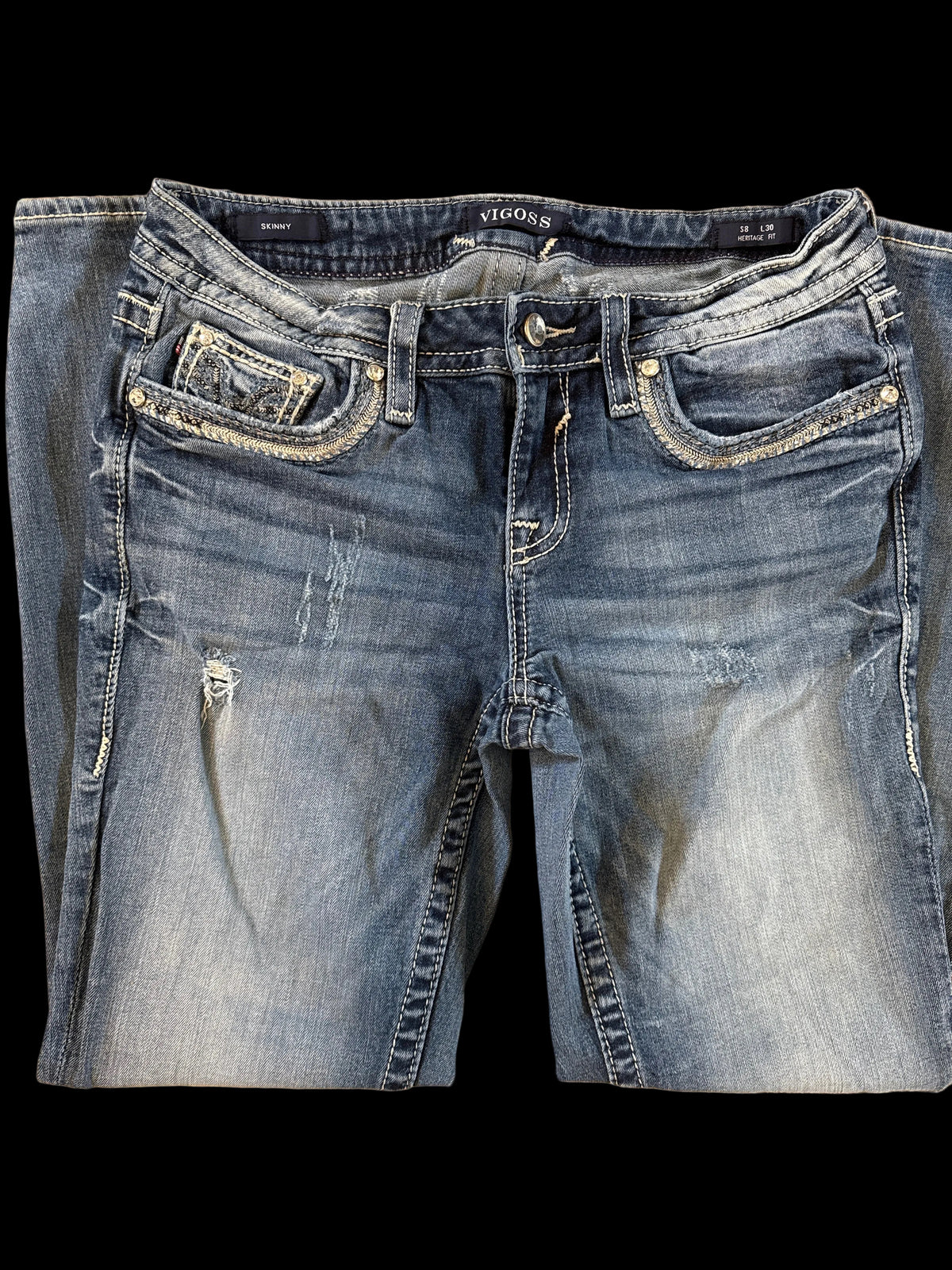 VIGOSS Embellished Skinny Jeans – Medium Wash
